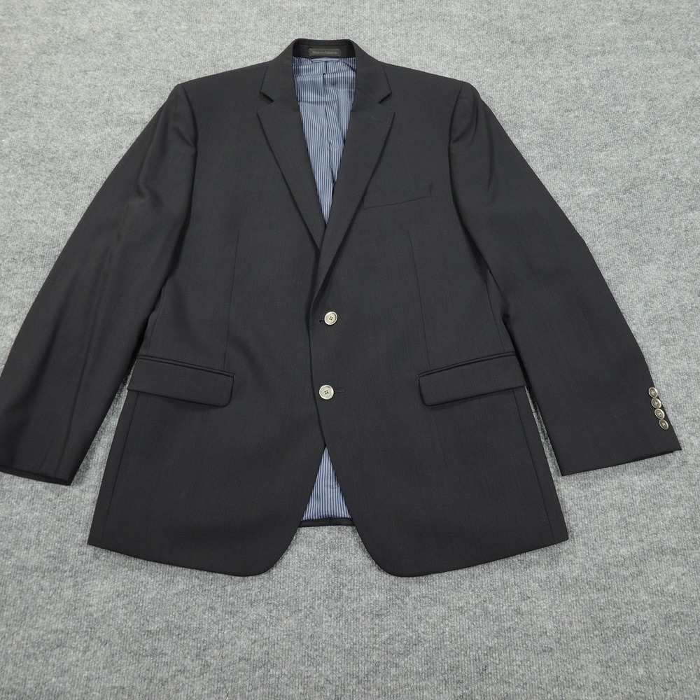 Calvin Klein Blazer Mens 42R Dark Navy Wool Blend Two Button Professional Jacket
